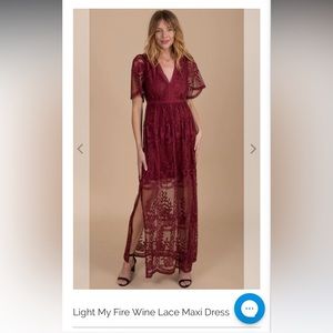 COPY - Altar’d State floor length wine lace dress, size large